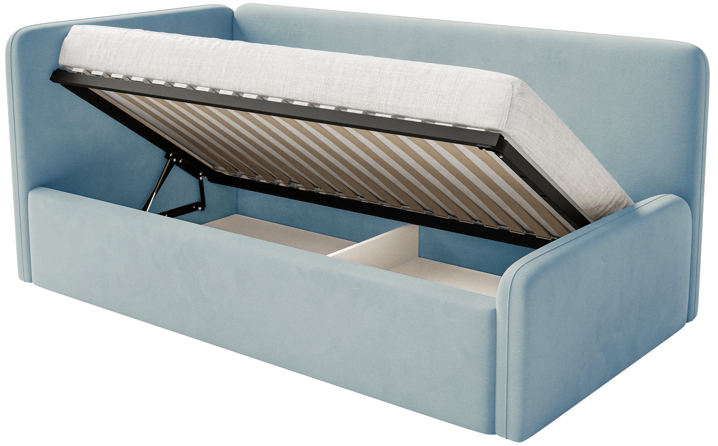 selsey-fanklo-jugendbett-90x200-cm-links-blau-samt-mit-matratze-und-stauraum image 3
