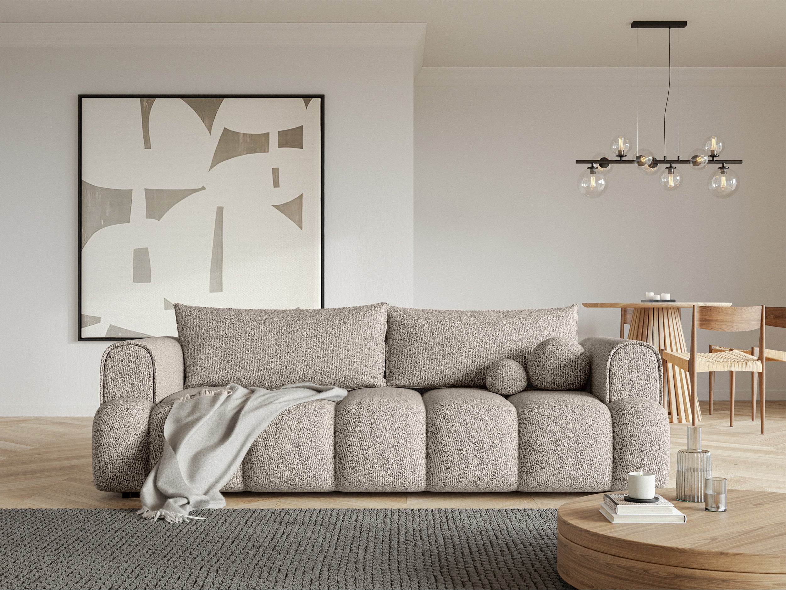 selsey-dandelino-dreisitziges-sofa-mit-schlaffunktion-hellbeige-boucl image 2