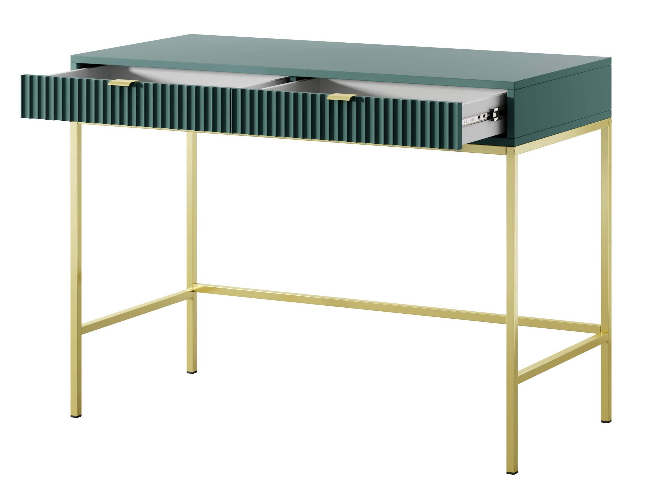 selsey-vellore-schminktisch-104-cm-gr-n-geriffelte-fronten-goldene-griffe image 4