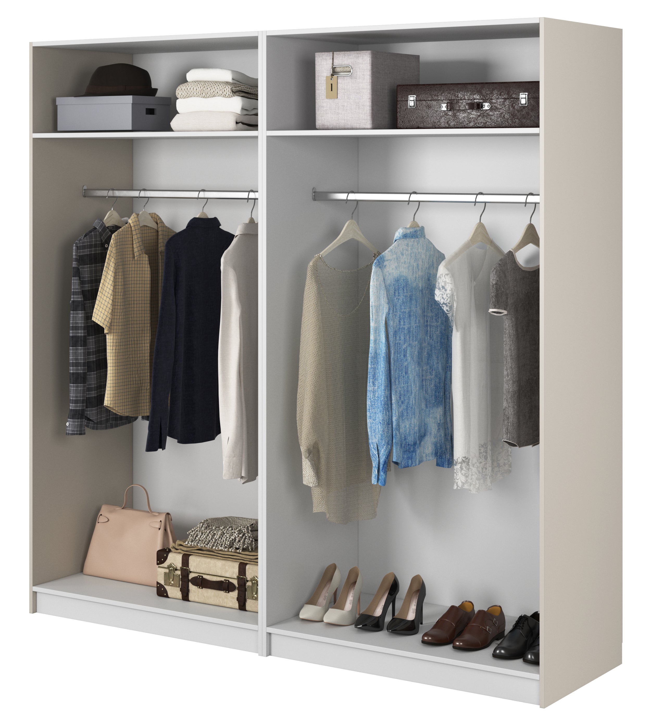 selsey-frame-viert-riger-kleiderschrank-200-cm-grau-beige-mit-zwei-kleiderstange image 3