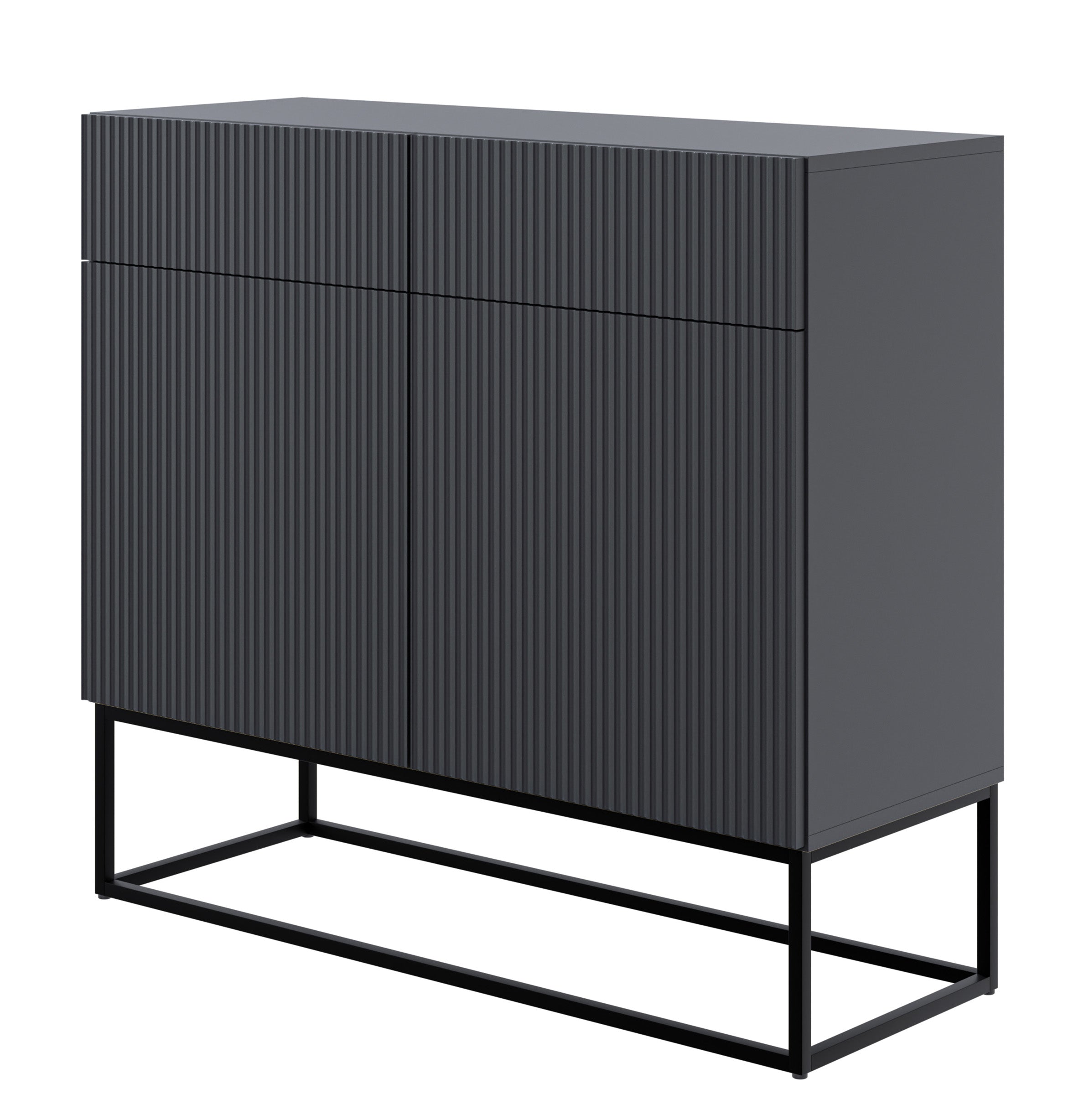 selsey-veldio-zweit-rige-kommode-100-cm-schwarz-mit-gefr-ster-front image 1