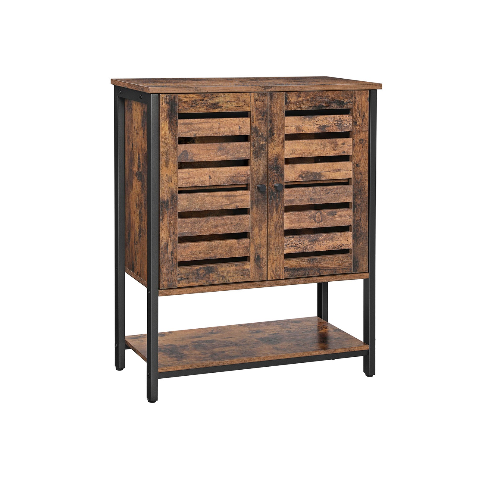 vasagle-k-chenschrank-mit-regalablage-und-lamellent-ren-vintagebraun-schwarz image 1