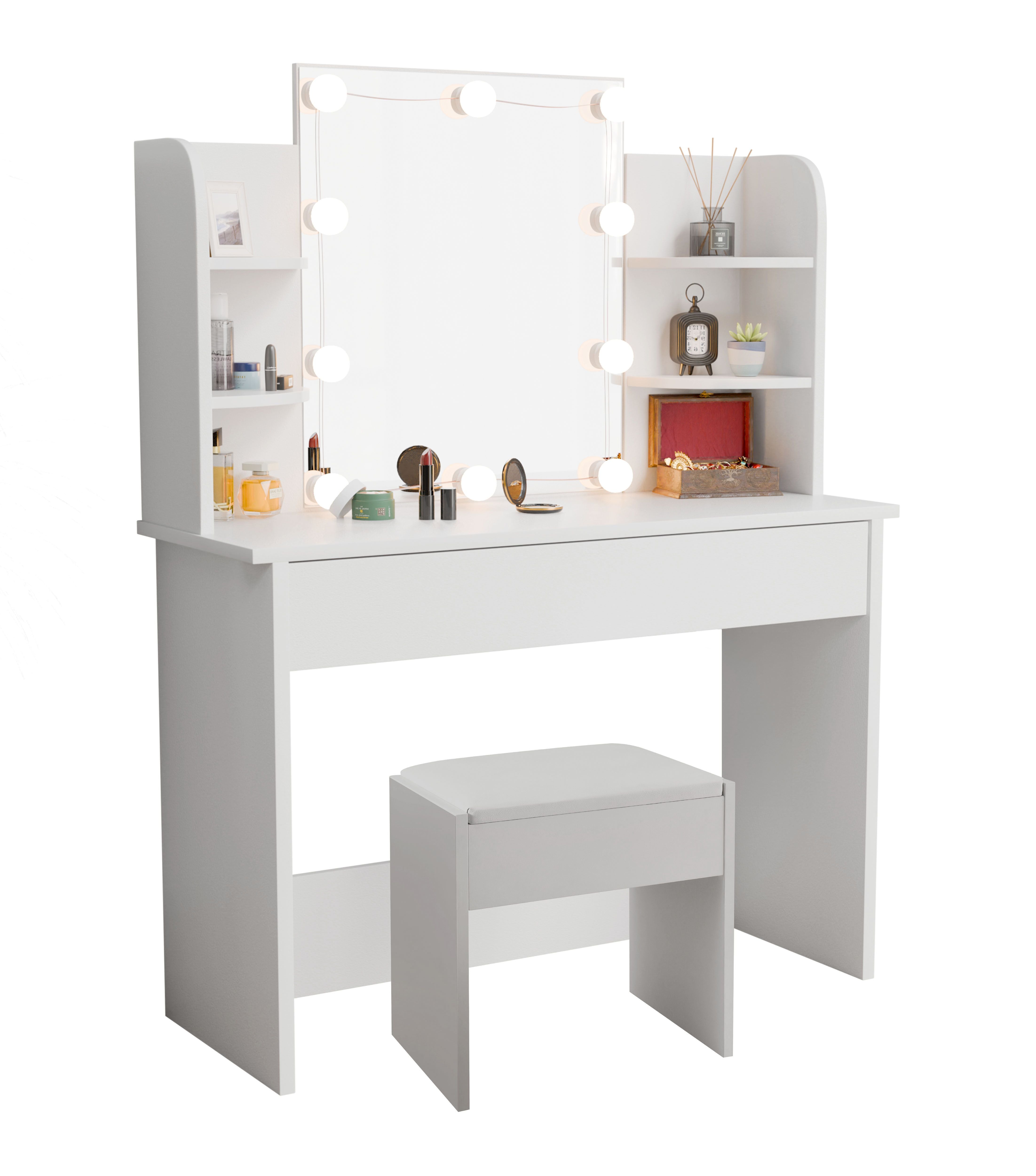 juskys-schminktisch-bella-mit-hocker-melly-und-led-spiegel image 1