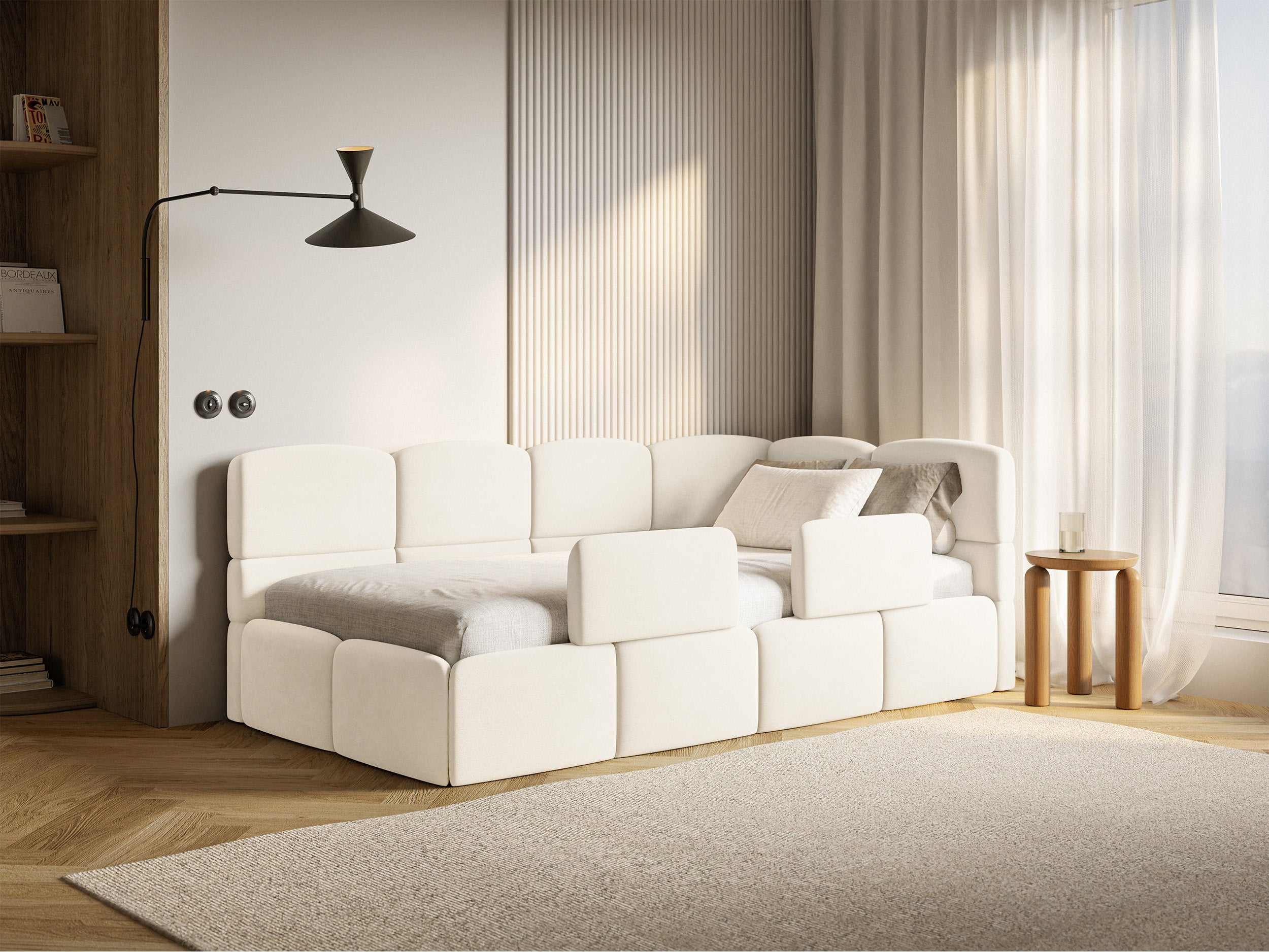 selsey-cloudy-jugendbett-120x200-cm-rechts-mit-stauraum-creme-velours image 2