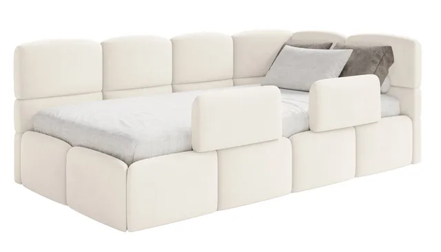 selsey-cloudy-jugendbett-90x200-cm-rechtsseitig-creme-velours-mit-matratze-und-s image 1