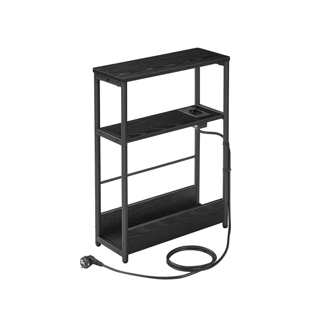vasagle-beistelltisch-mit-ladefunktion-schmaler-beistelltisch-mit-3-ablagen image 1