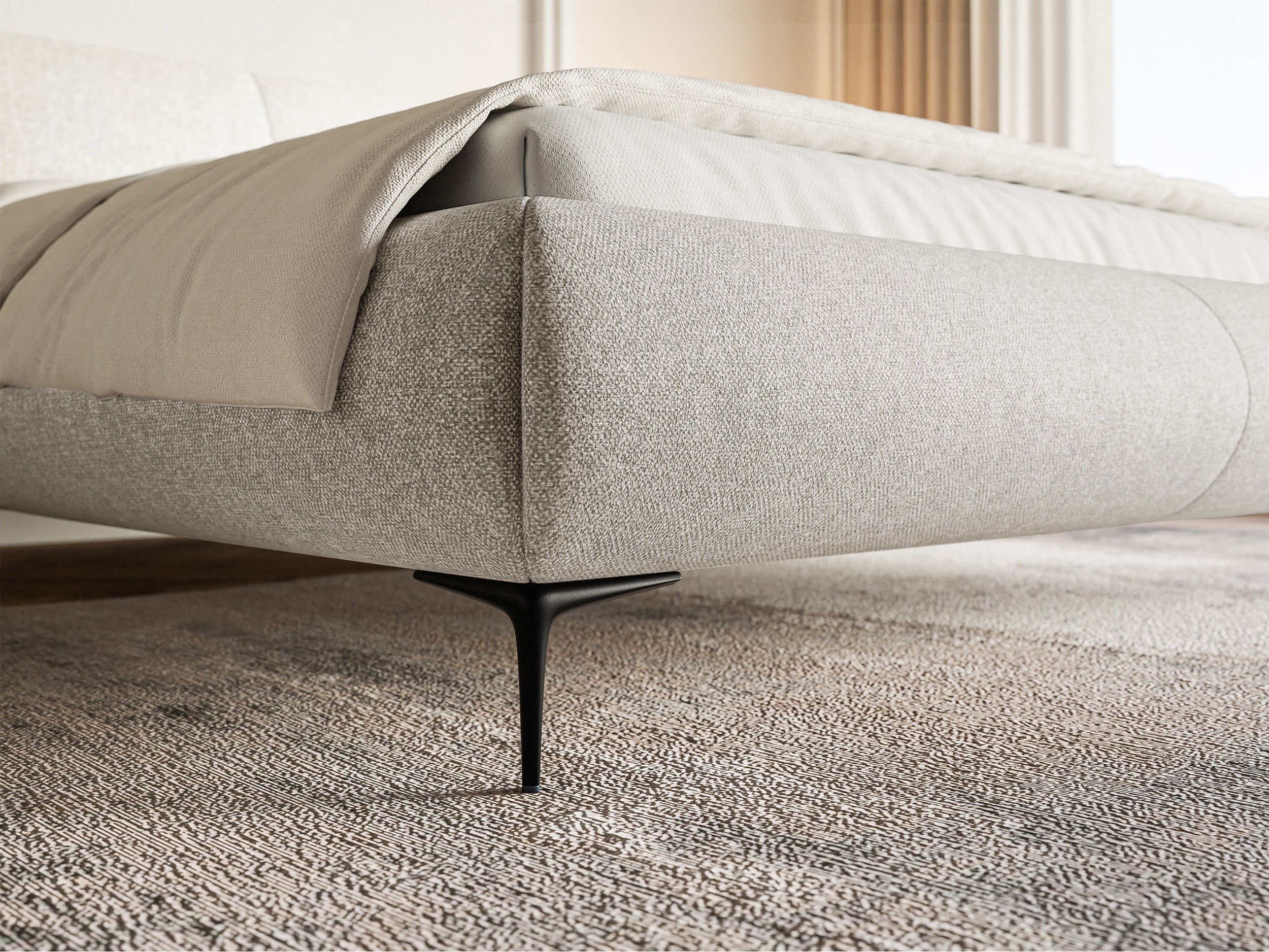 selsey-ovalle-gepolstertes-bett-140x200-cm-grau-beige-geflecht-schwarze-beine image 4