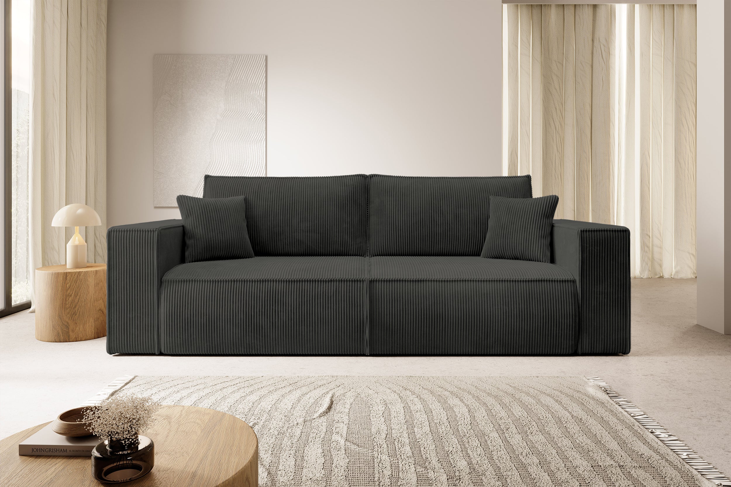 selsey-farese-3-sitzer-schlafsofa-mit-stauraum-dunkelgrauer-cord image 2