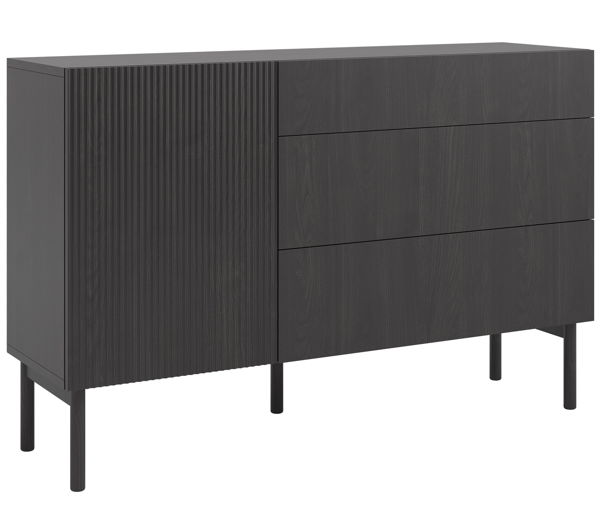 selsey-nolie-einzelt-r-kommode-mit-3-schubladen-140-cm-portland-esche-schwarz image 1