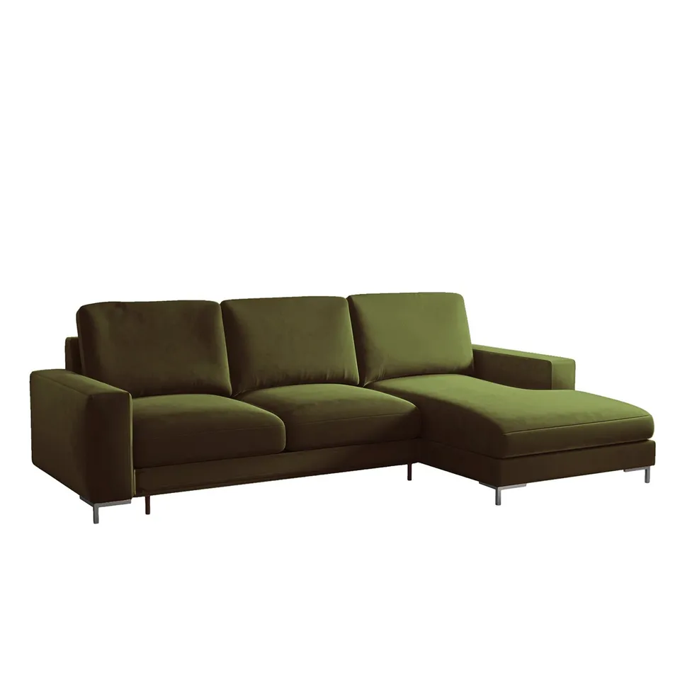 selsey-mokpeo-ecksofa-mit-schlaffunktion-l-form-rechts-olivgr-ner-samt image 1