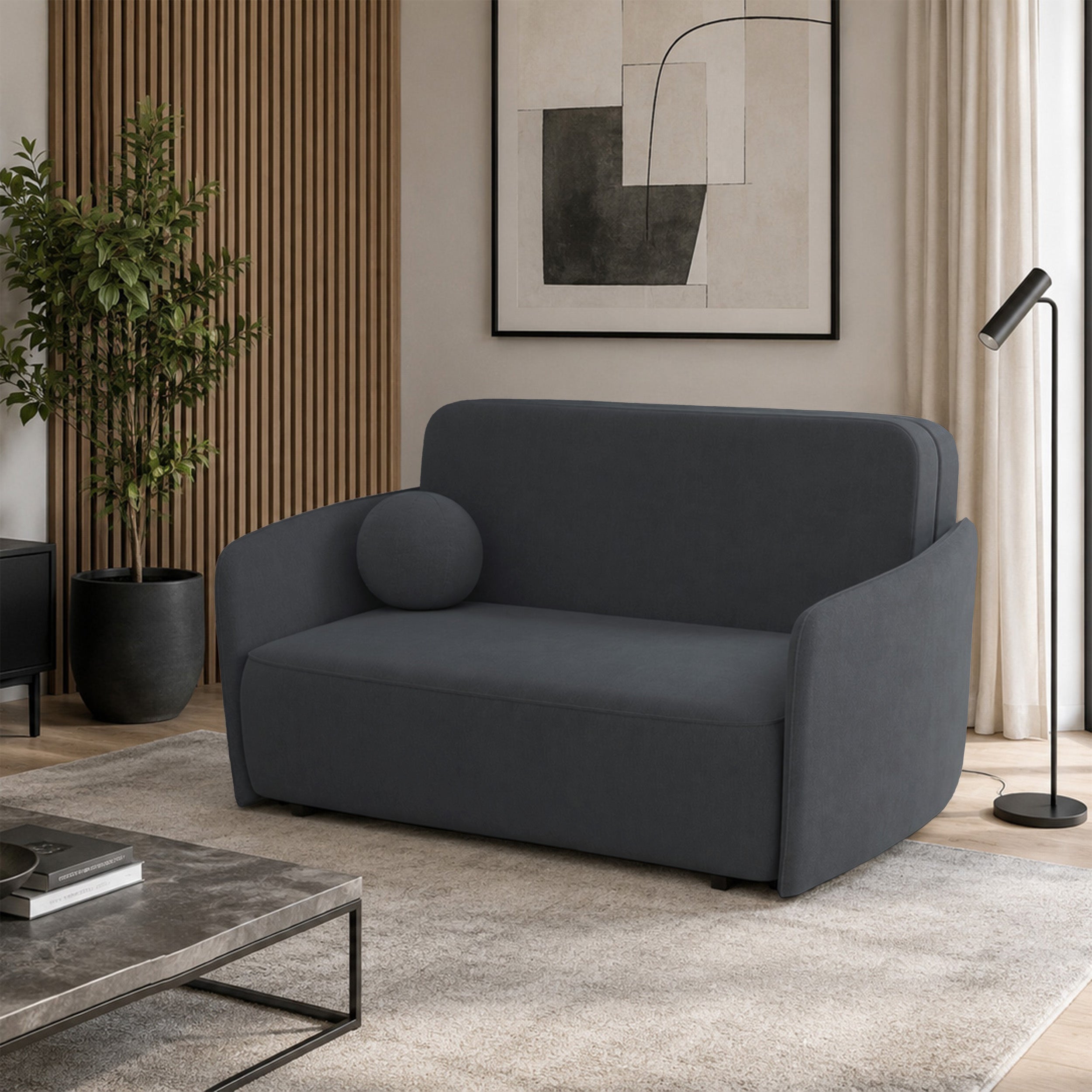 selsey-paxi-zweisitziges-schlafsofa-165-cm-mit-stauraum-dunkelgrauer-chenillebez image 2