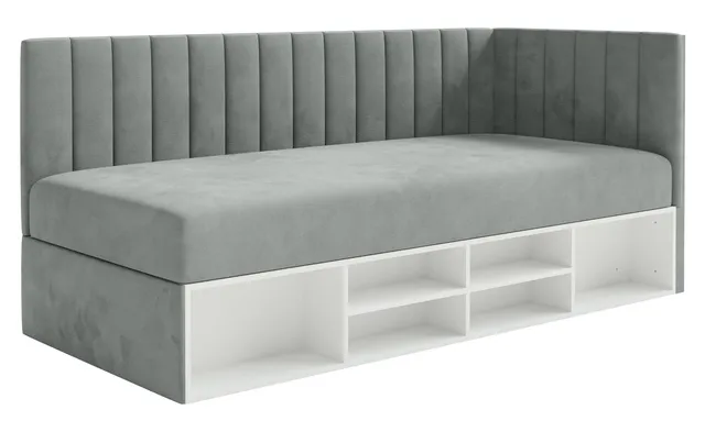 selsey-ventrio-jugendbett-90x200-cm-rechtsseitig-grauer-velours-wasserabweisend- image 1