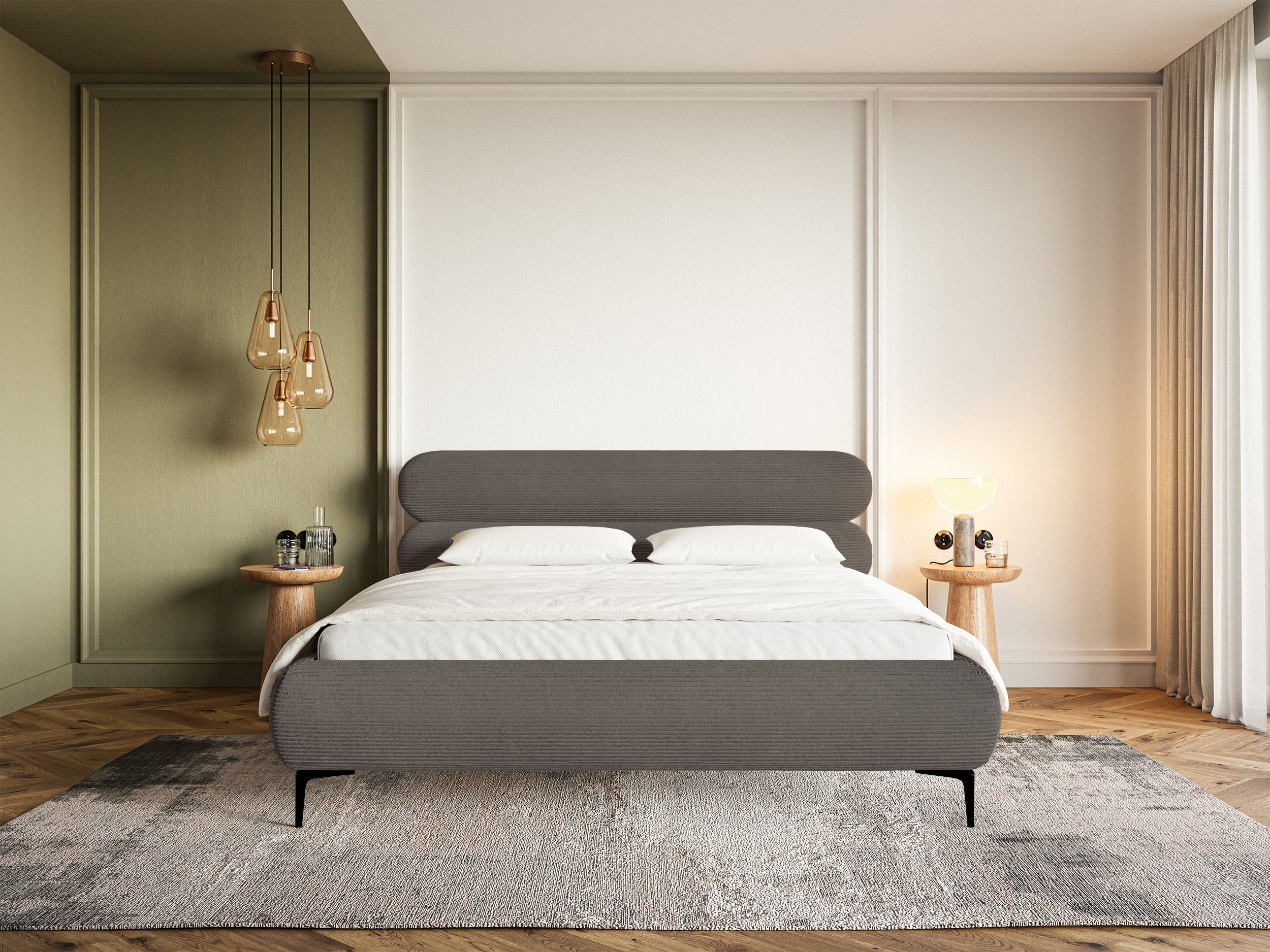 selsey-roule-cord-gepolstertes-bett-140x200-cm-grauer-cordstoff-schwarze-beine image 3