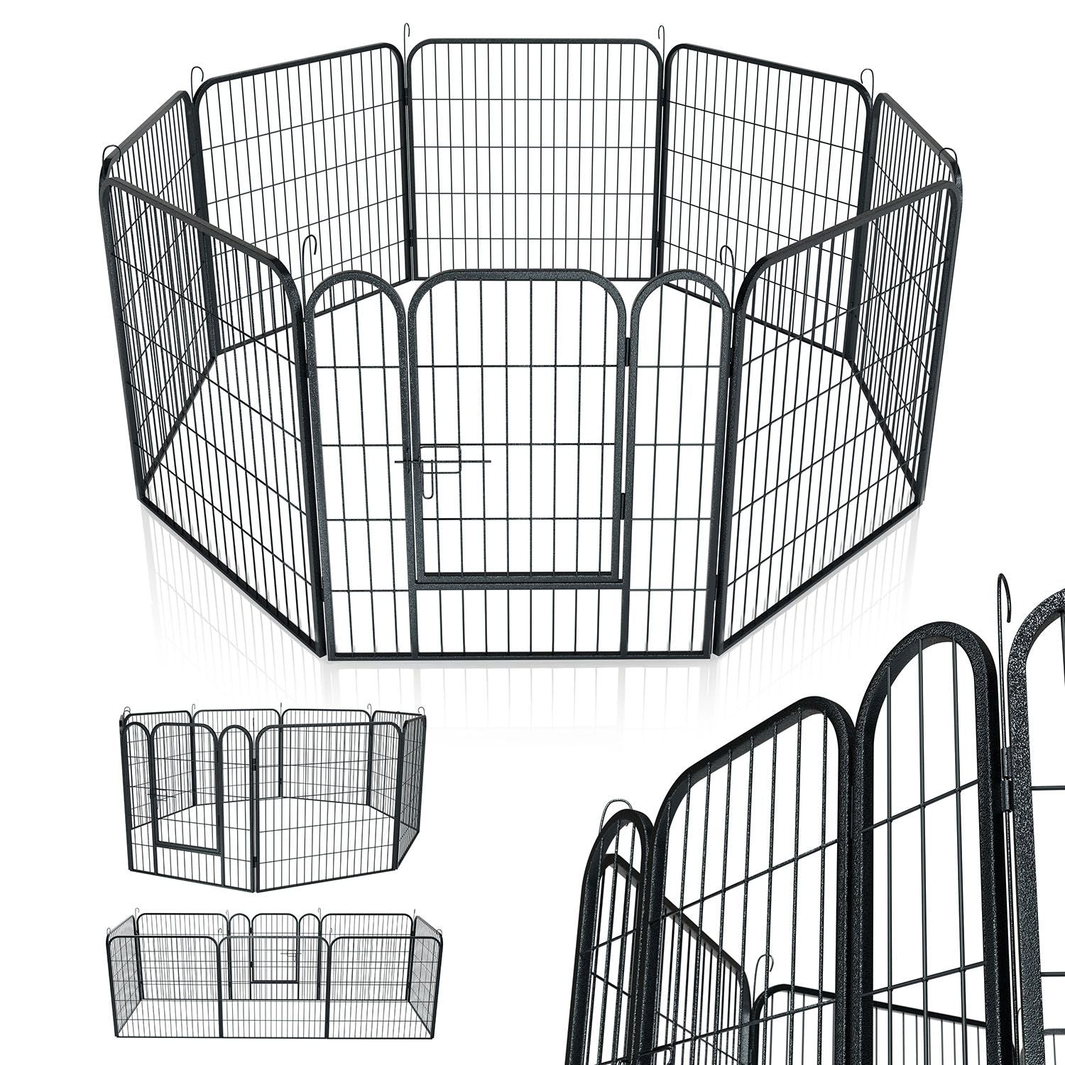juskys-welpenauslauf-aus-metall-160x160x60-cm image 1