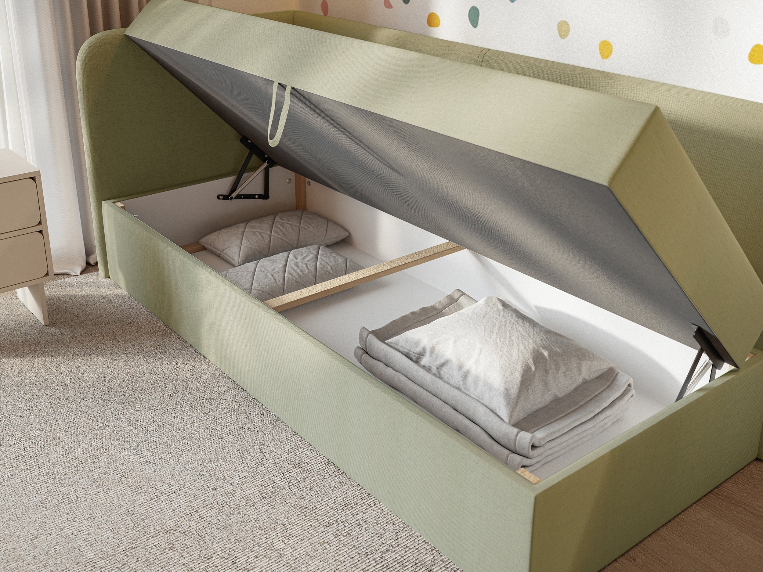 selsey-calmmo-jugendbett-90x200-cm-linksseitig-mit-stauraum-olivgr-ner-chenille image 5