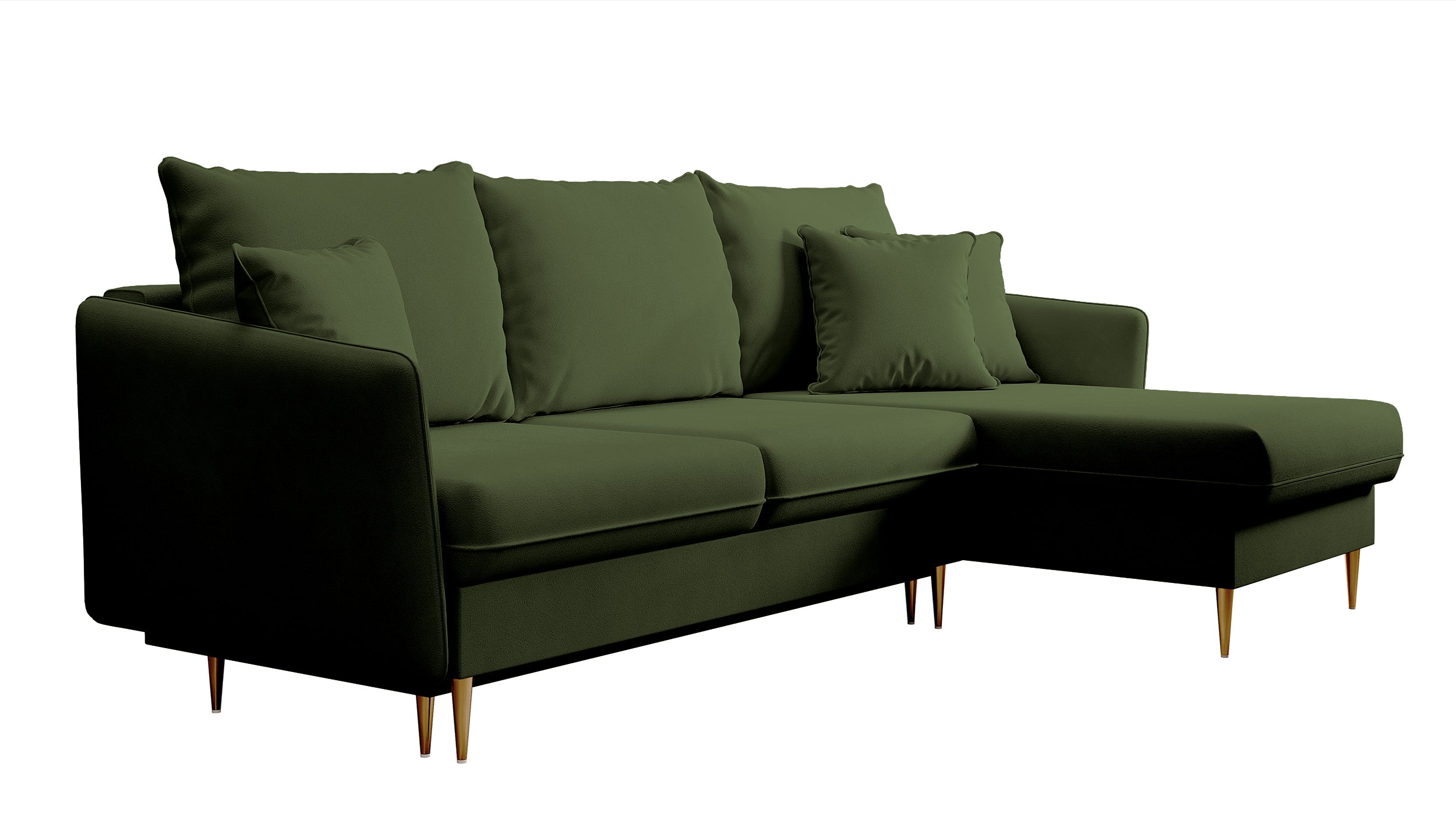 selsey-volio-ecksofa-mit-schlaffunktion-olivgr-n-samt-wasserabweisend-goldene-be image 5