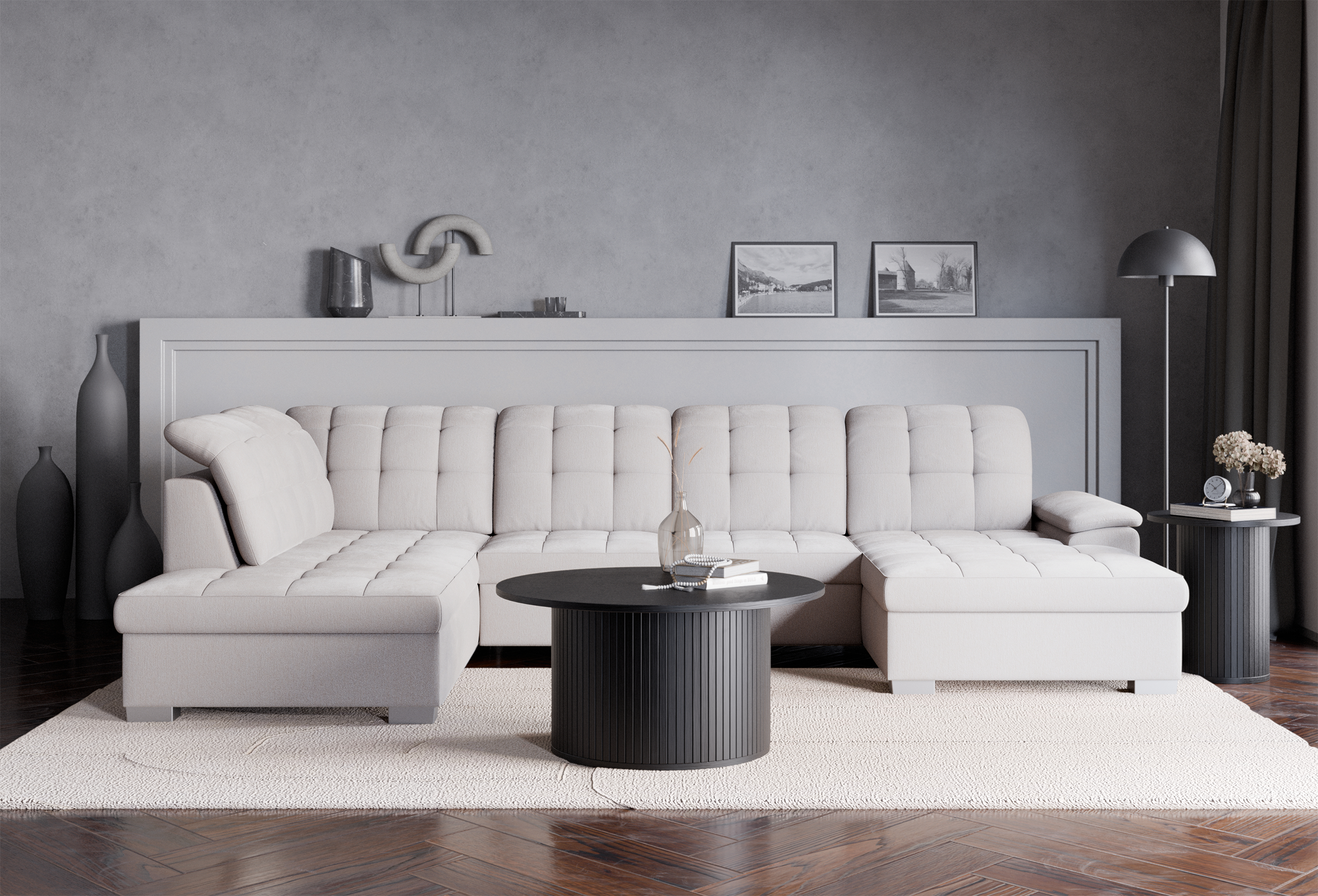 selsey-jamaal-ecksofa-u-f-rmig-rechts-mit-schlaffunktion-und-stauraum-cremefarbe image 2