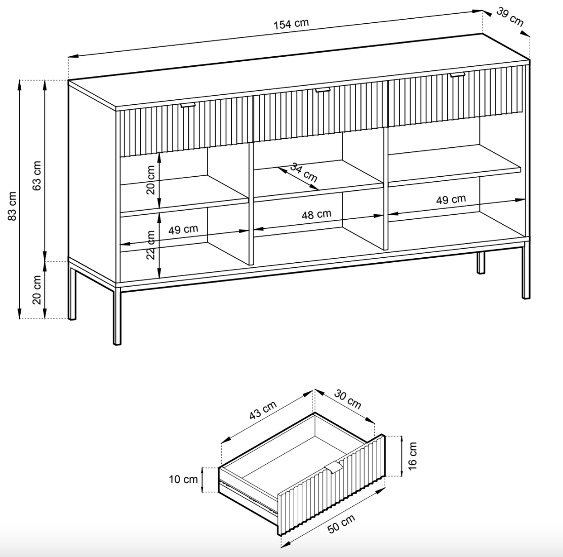 selsey-vellore-dreht-r-kommode-154-cm-kaschmir-mit-rillenfronten-und-goldenem-ge image 5