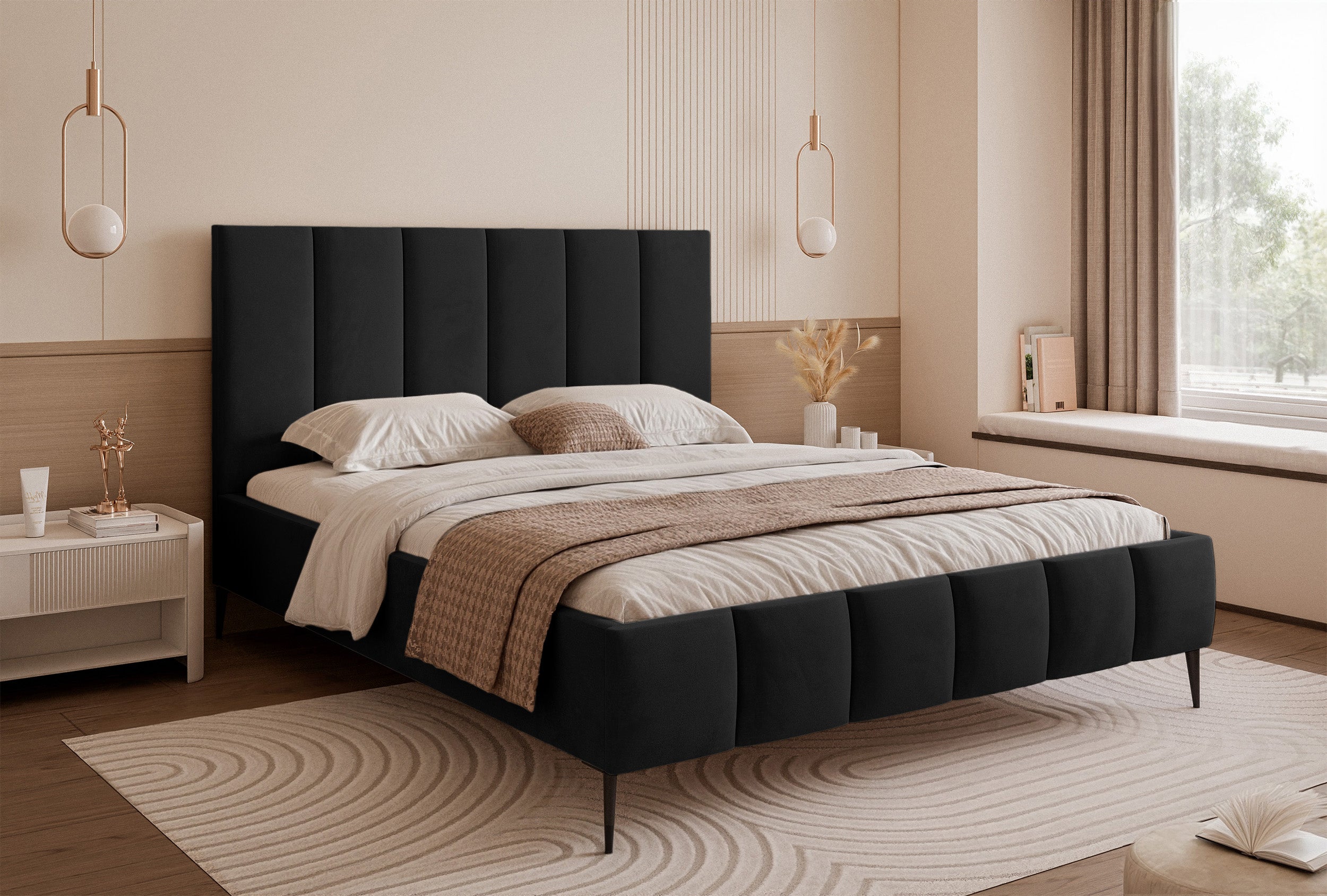 selsey-sarafino-polsterbett-180x200-cm-mit-bettkasten-schwarzer-samt image 2