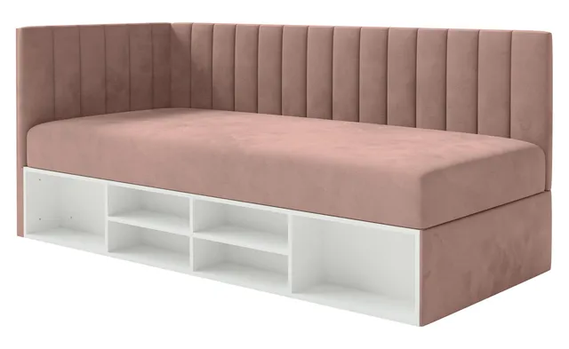 selsey-ventrio-jugendbett-90x200-cm-links-hellrosa-velours-mit-stauraum image 1