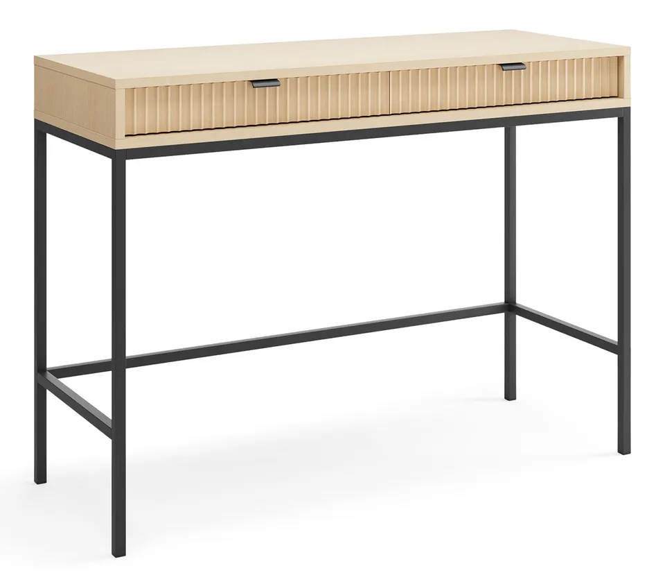 selsey-vellore-toilettentisch-104-cm-vicenza-eiche-2-schubladen-schwarze-beine image 1