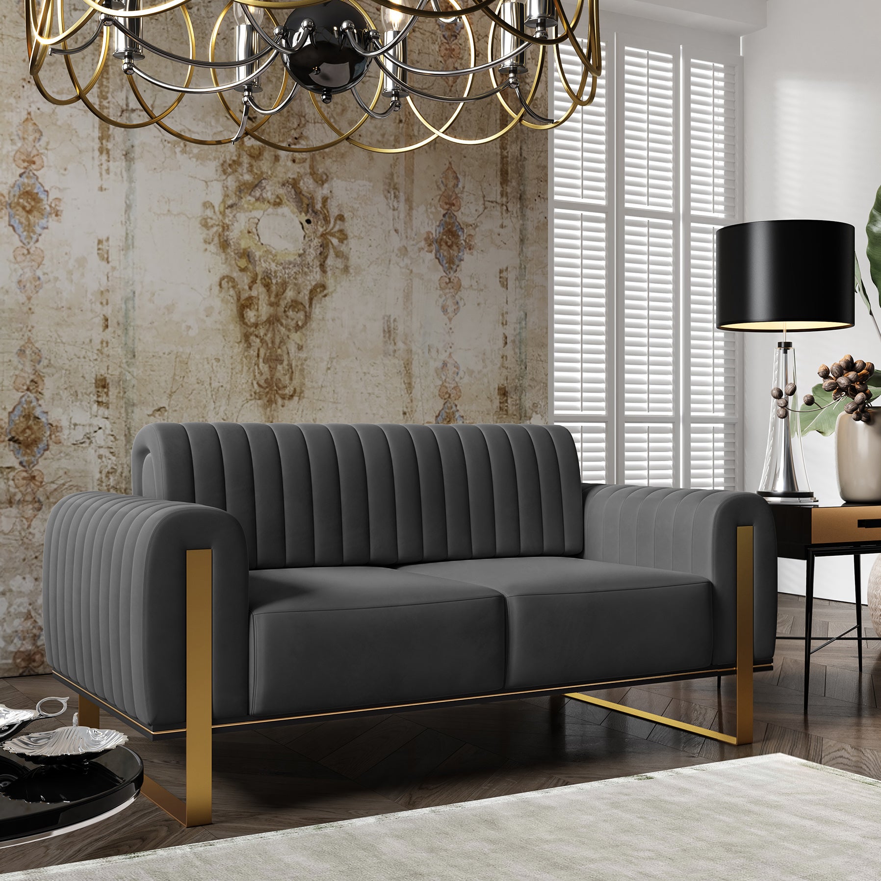 selsey-parissa-zweisitziges-sofa-grauer-samt image 2