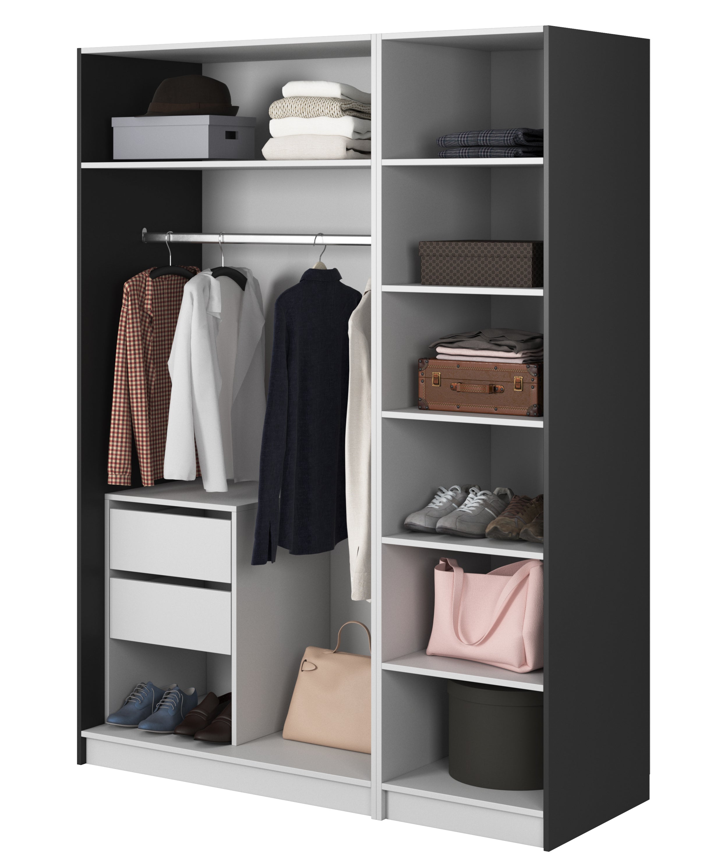 selsey-frame-dreht-renschrank-150-cm-schwarz-mit-kleiderstange-7-b-den-und-conta image 3