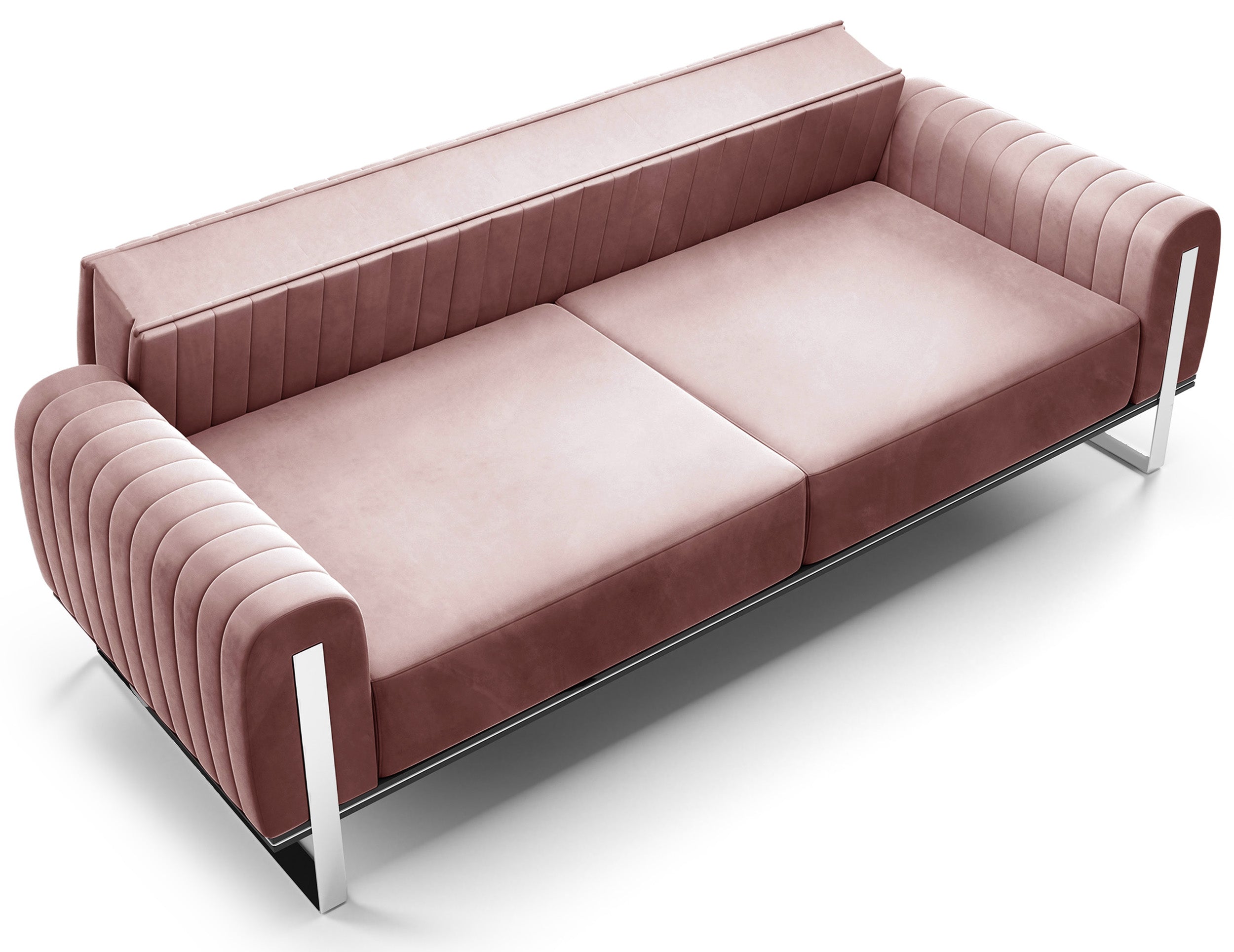 selsey-parissa-dreier-sofa-3-sitzer-rosa-samt-mit-chrom-beinen image 5