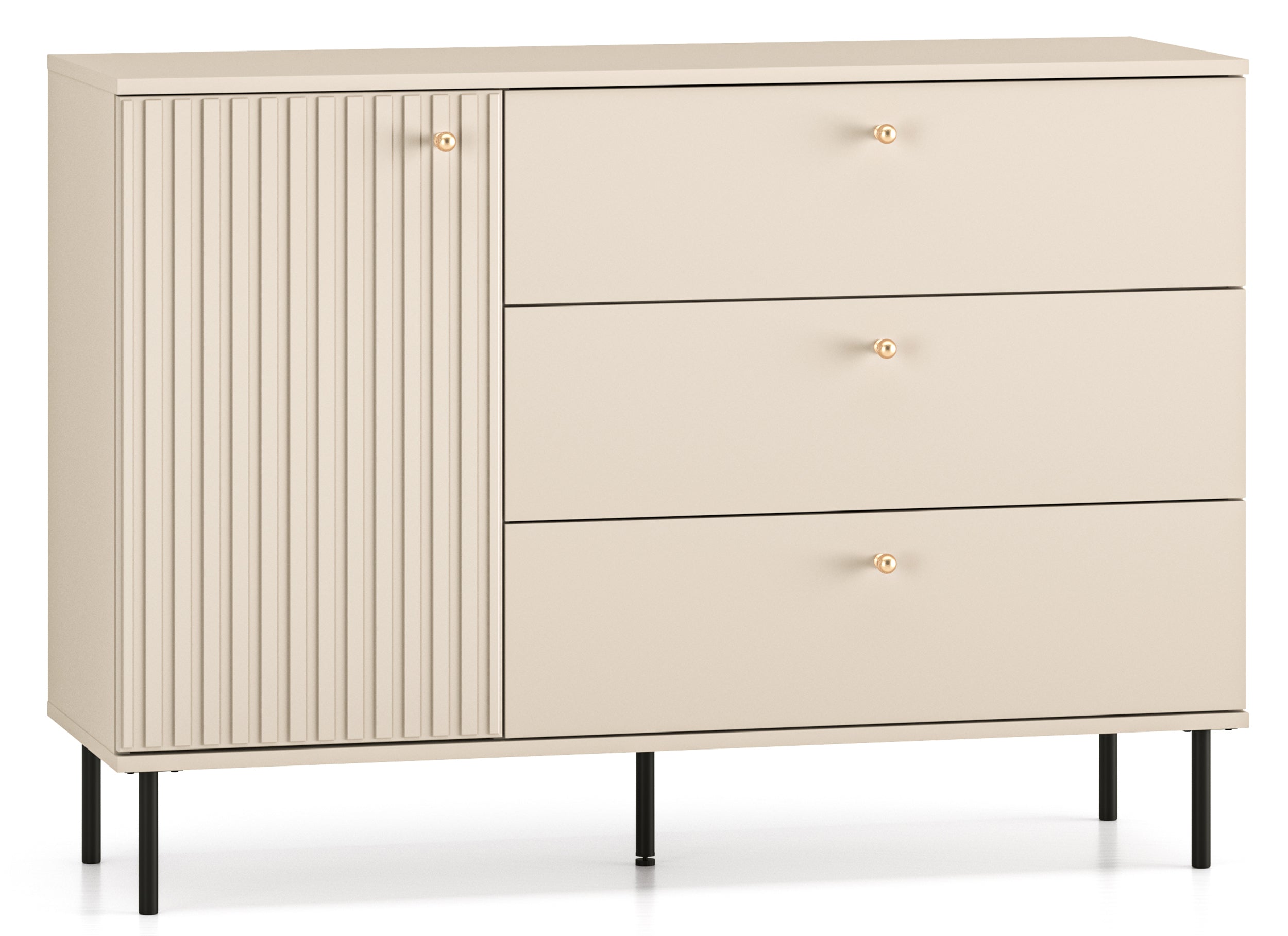 selsey-caletto-kommode-120-cm-mit-drei-schubladen-und-lamellen-beige image 1