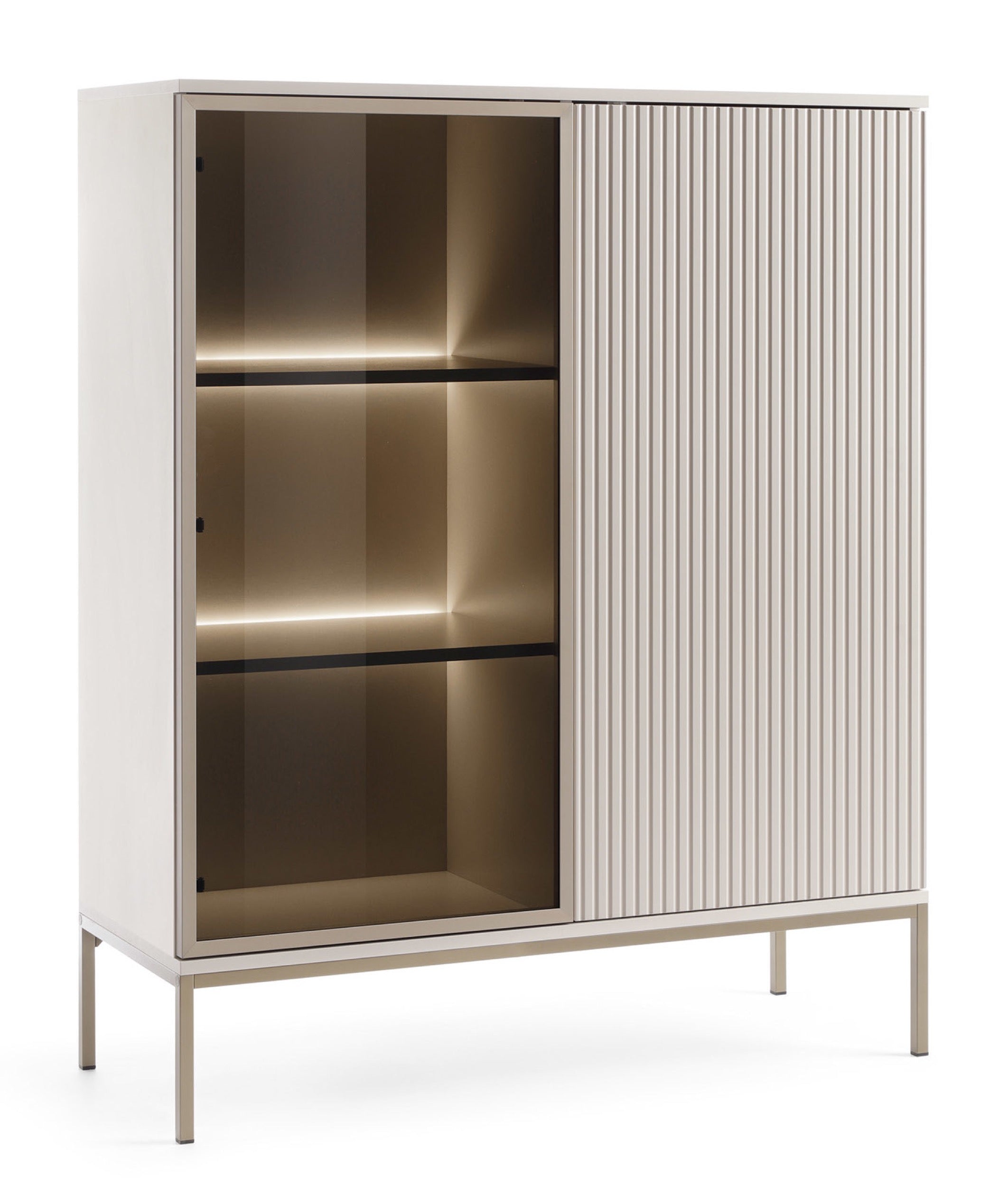 selsey-tosena-vitrine-zweifl-gelig-104-cm-mit-led-kaschmir-laminat-mdf image 1