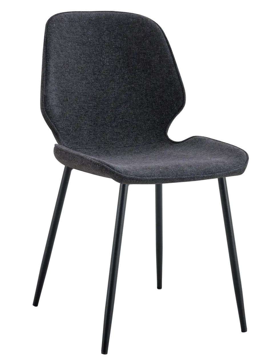 selsey-rablart-polsterstuhl-chenille-stoff-schwarz-auf-schwarzen-beinen image 1