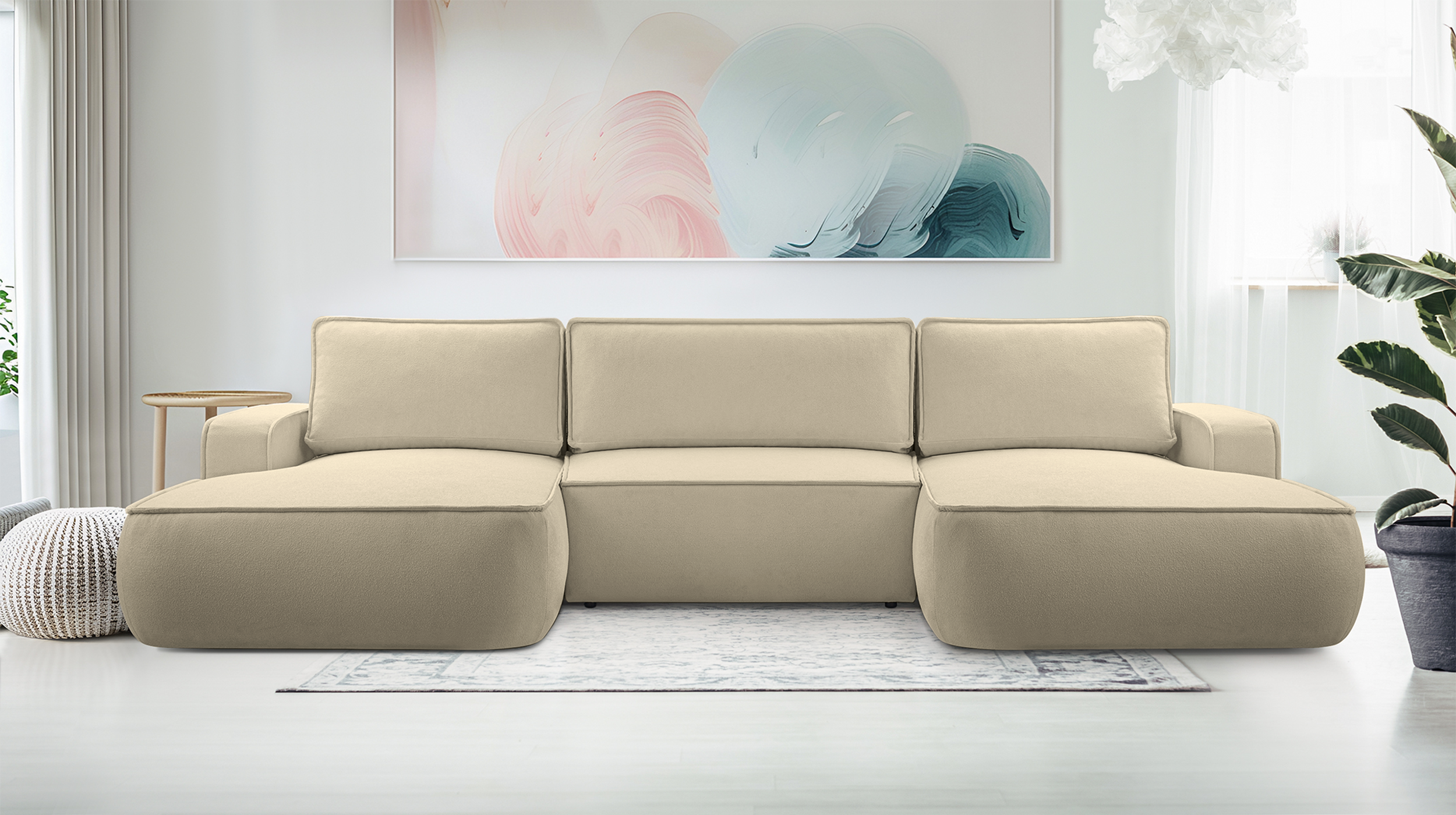 selsey-mollaro-u-eckcouch-mit-schlaffunktion-beiger-boucl-universell image 2