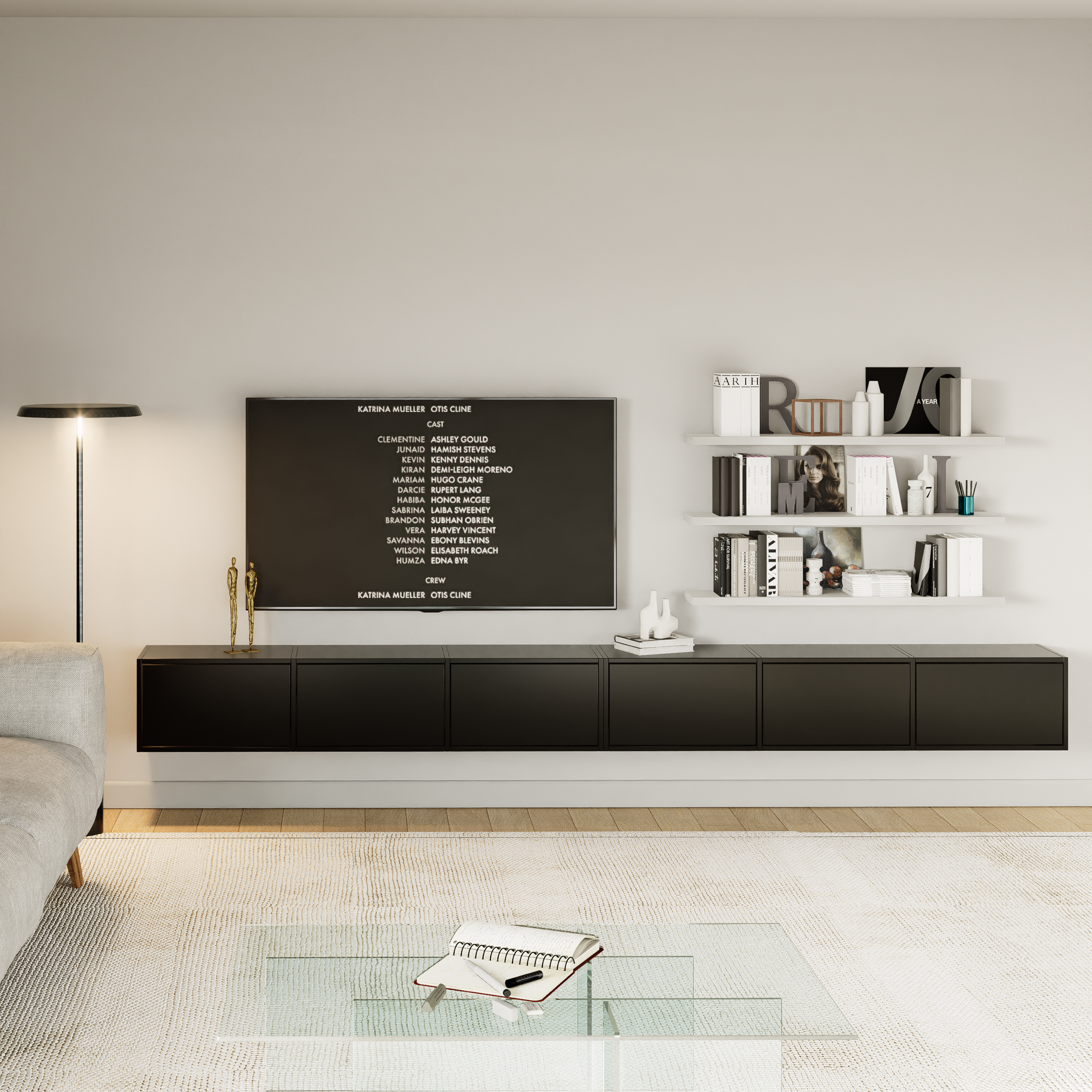 selsey-framme-h-ngender-tv-schrank-300-cm-mit-6-klappen-schwarz image 3