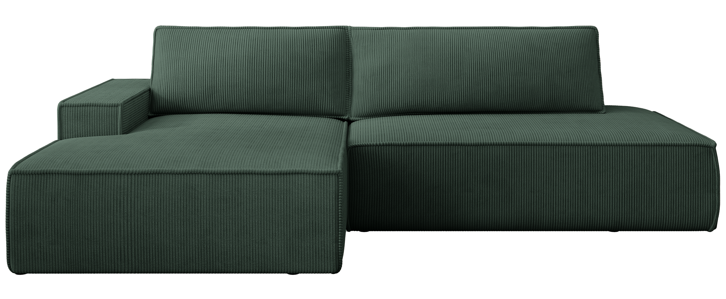 selsey-felicjo-ecksofa-links-mit-schlaffunktion-und-stauraum-dunkelgr-ner-cord image 1