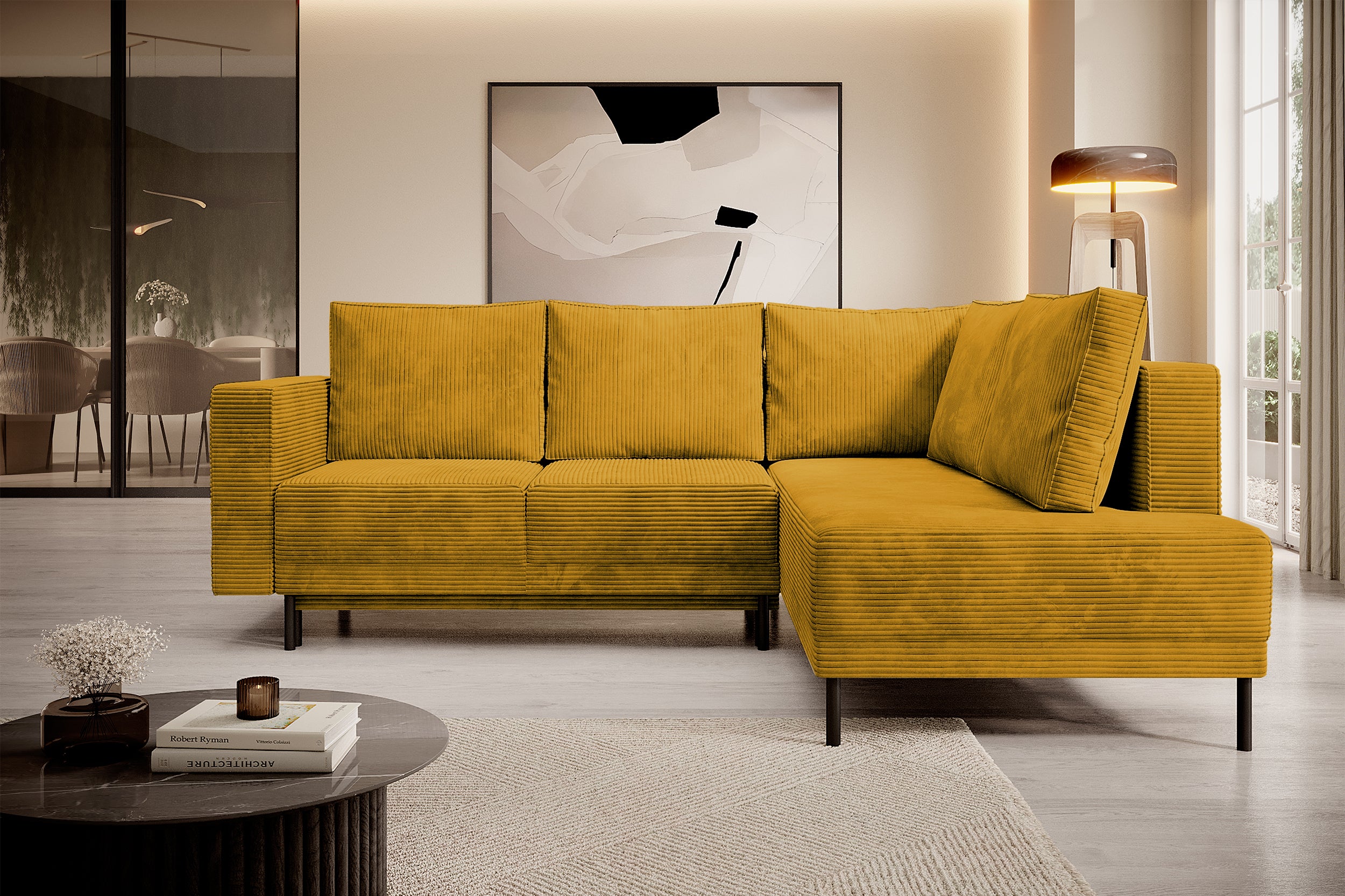 selsey-rodario-ecksofa-rechts-mit-schlaffunktion-und-bettkasten-senfgelber-cord image 3
