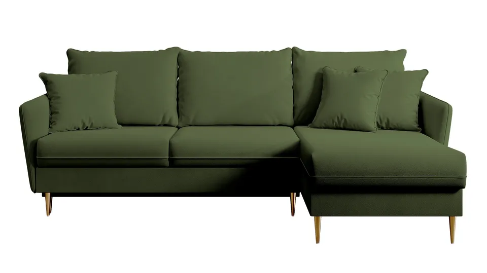 selsey-volio-ecksofa-mit-schlaffunktion-olivgr-n-samt-wasserabweisend-goldene-be image 1