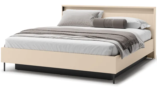 selsey-trend-bett-180x200-cm-gerillt-mit-stauraum-und-beleuchtung-sandbeige-schw image 1