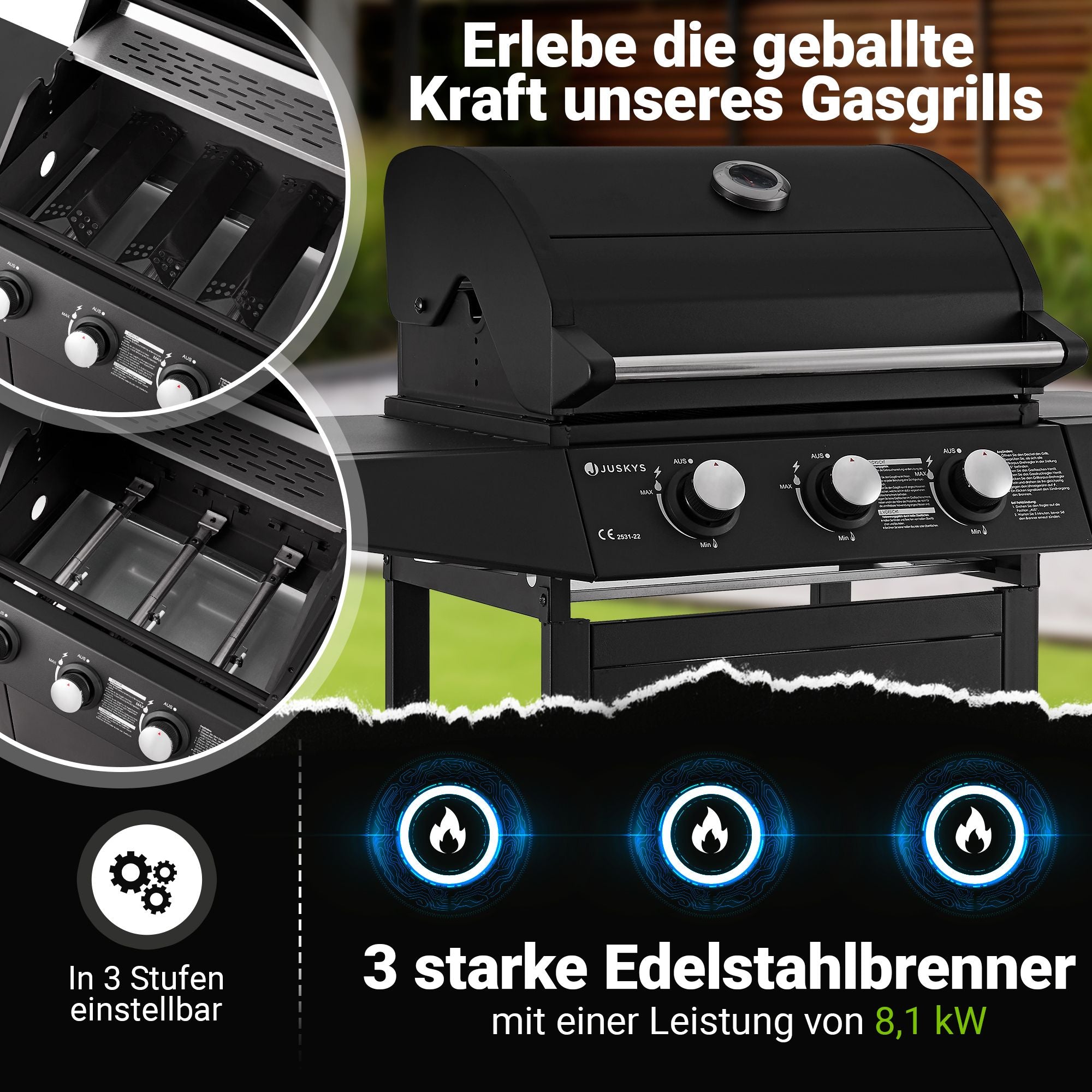 juskys-bbq-gasgrill-louisiana-3-brenner-grillwagen-mit-plane image 2