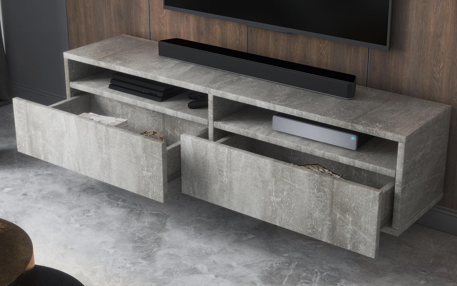 selsey-rednaw-tv-schrank-140-cm-mit-zwei-schubladen-beton image 4
