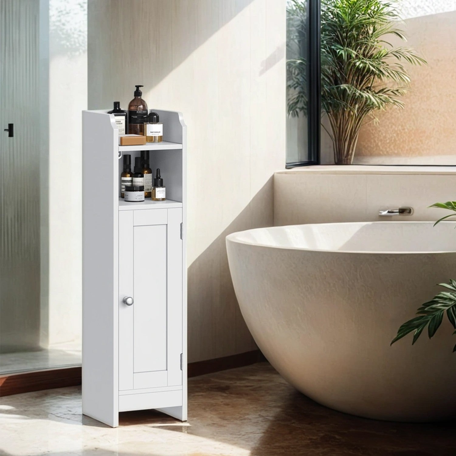 vasagle-schmaler-badezimmerschrank-mit-t-r-wei-toilettenschrank-mit-verstellbare image 2