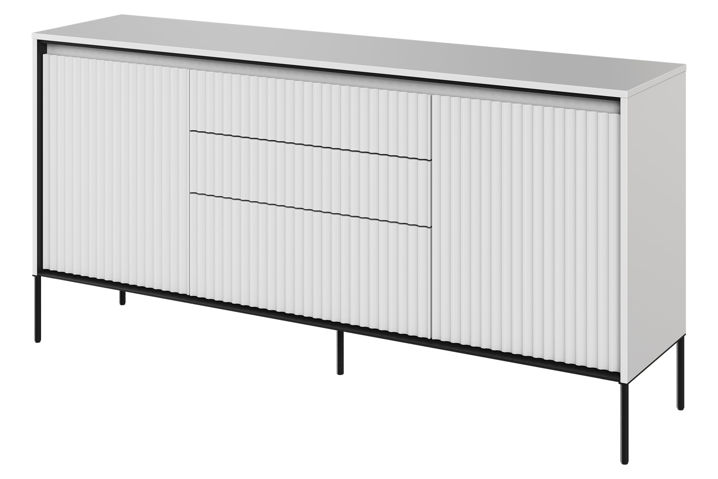 selsey-trend-zweit-rige-kommode-166-cm-mit-3-schubladen-und-led-wei image 1