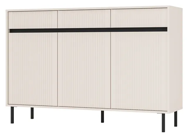 selsey-osaka-dreht-r-kommode-149-cm-sandbeige-geriffelte-fronten-schwarze-beine image 1