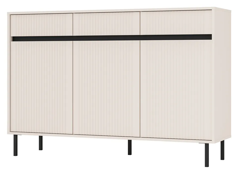 selsey-osaka-dreht-r-kommode-149-cm-sandbeige-geriffelte-fronten-schwarze-beine image 1