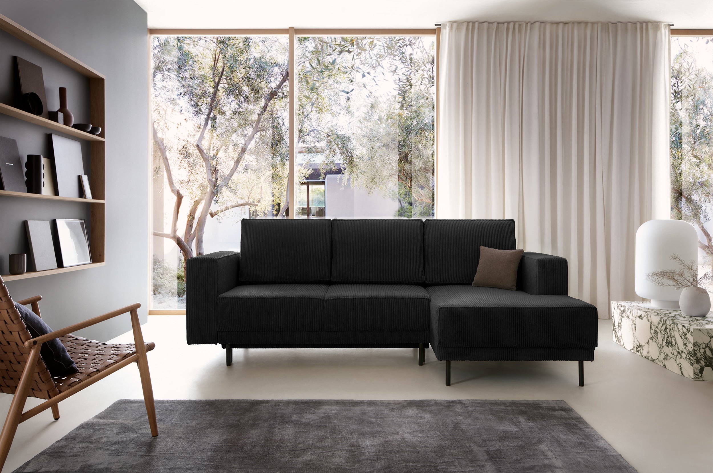 selsey-rodario-mini-ecksofa-l-form-mit-schlaffunktion-und-stauraum-schwarzer-cor image 2