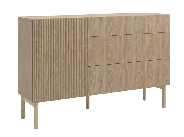 selsey-nolie-einzelt-r-kommode-mit-drei-schubladen-140-cm-ge-lte-eiche-japandi image 1