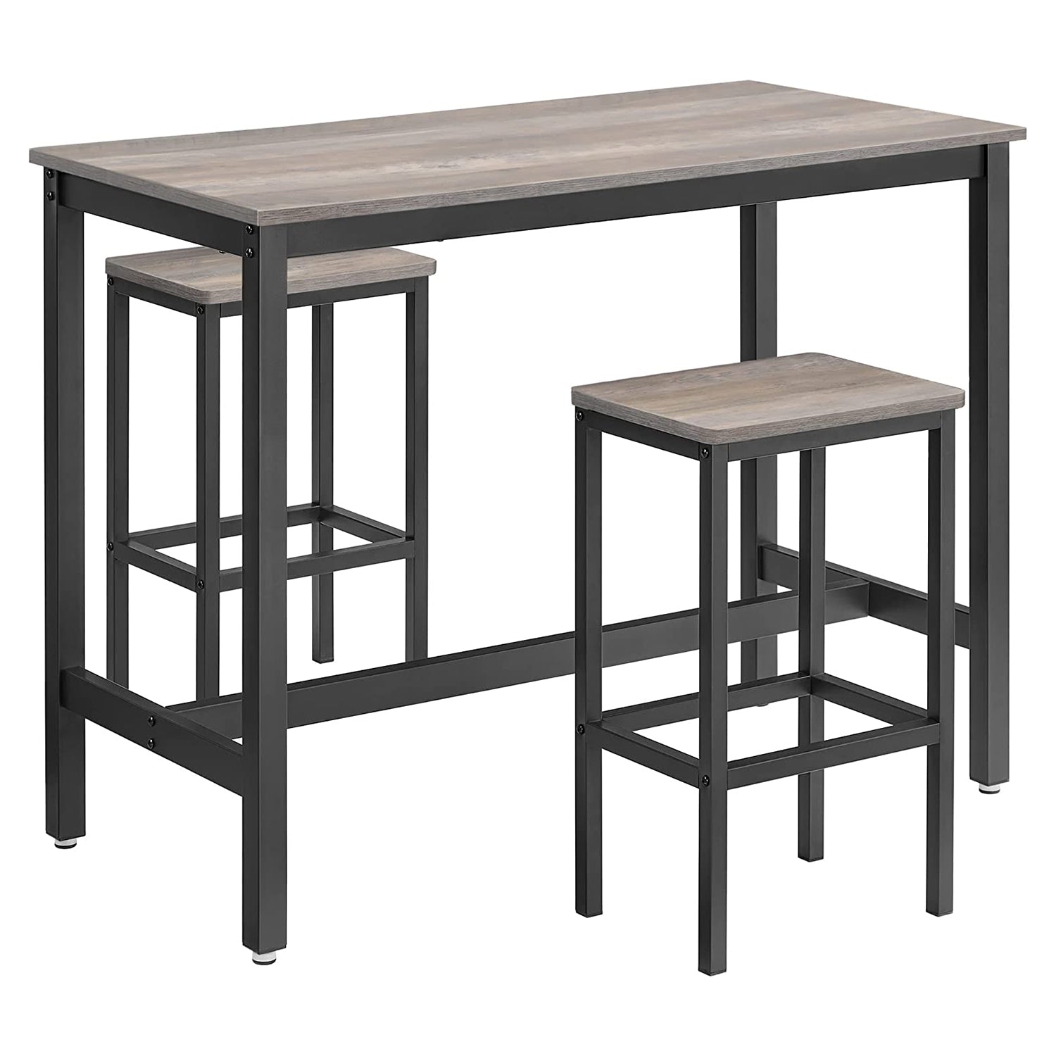 vasagle-bartisch-set-greige-schwarz-mit-bartisch-und-2-barhockern image 1