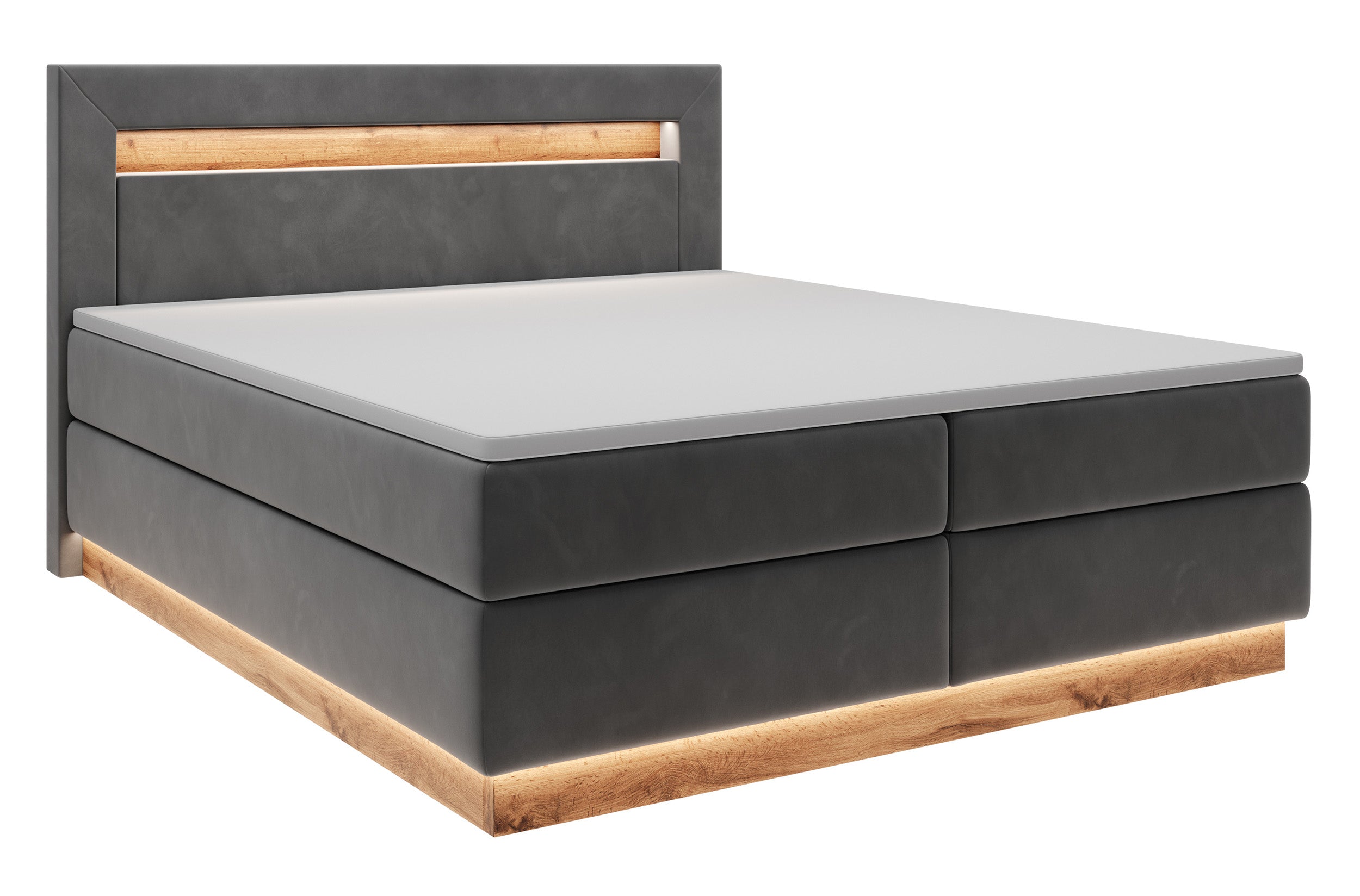 selsey-promie-kontinentales-bett-140x200-cm-mit-topper-und-beleuchtung-grafische image 1