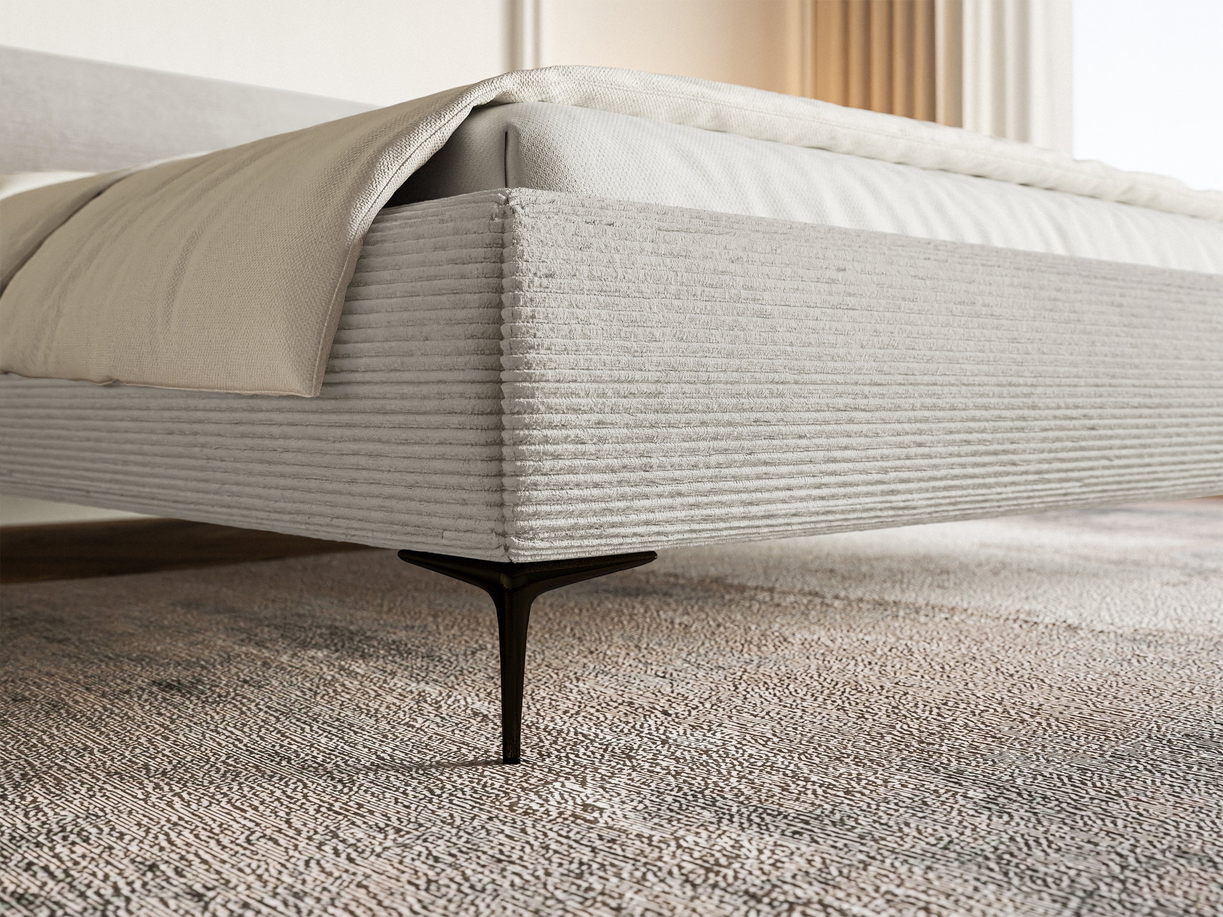 selsey-roule-cord-gepolstertes-bett-140x200-cm-grau-beige-cord-schwarze-beine image 5