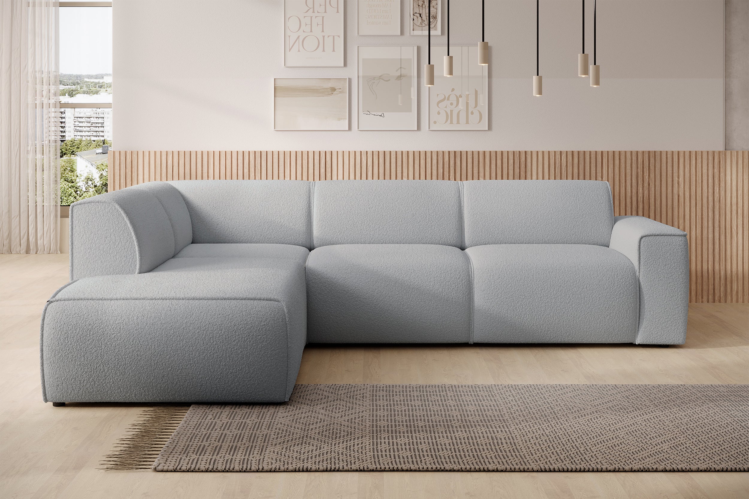 selsey-bouvi-ecksofa-l-form-mit-linker-armlehne-hellgrauer-boucl-stoff image 2