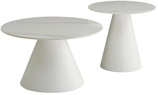 selsey-blonco-couchtisch-set-rund-50-und-70-cm-wei-mit-steinplatte-und-metallges image 1